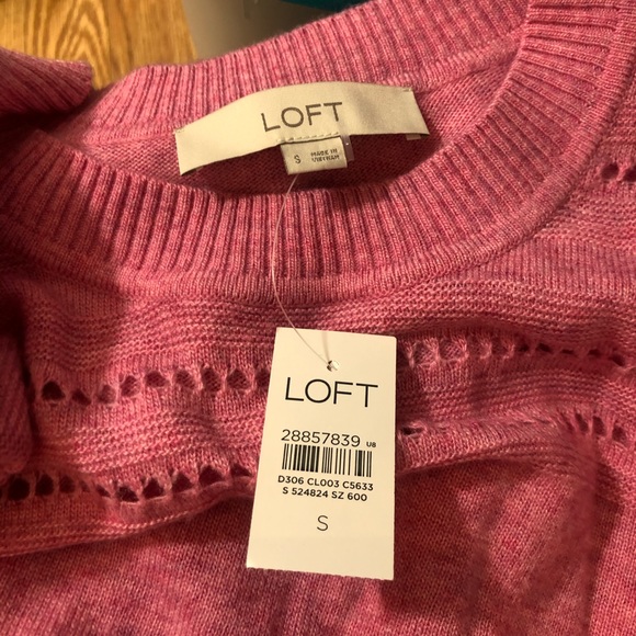 NWT Loft Stitched Yoke Pink Sweater tunic - Picture 5 of 6
